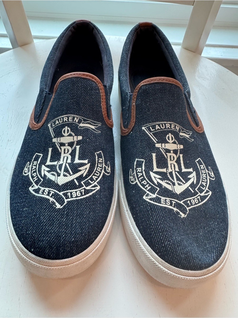 Lauren Ralph Lauren Ricci Denim Preppy Nautical Slip-On Deck Shoes